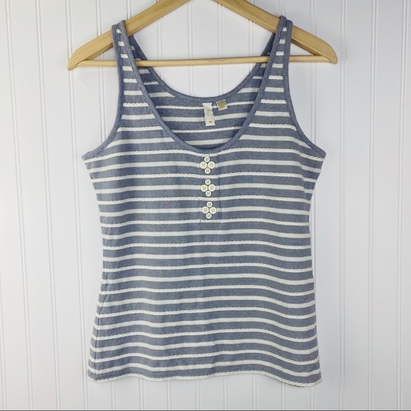Anthropologie Tops - Anthropologie Eloise Blue White Striped Tank Top M